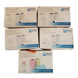 United Office Lot Photo Paper For Mini Pocket Printer 12 White / 3 Color New